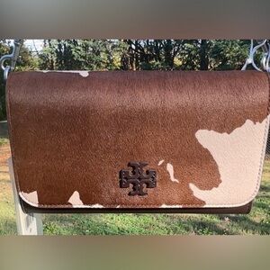 NWT Tory Burch Cowhide Calf Hair Thea Crossbody Purse & Zip Card Holder - 163992